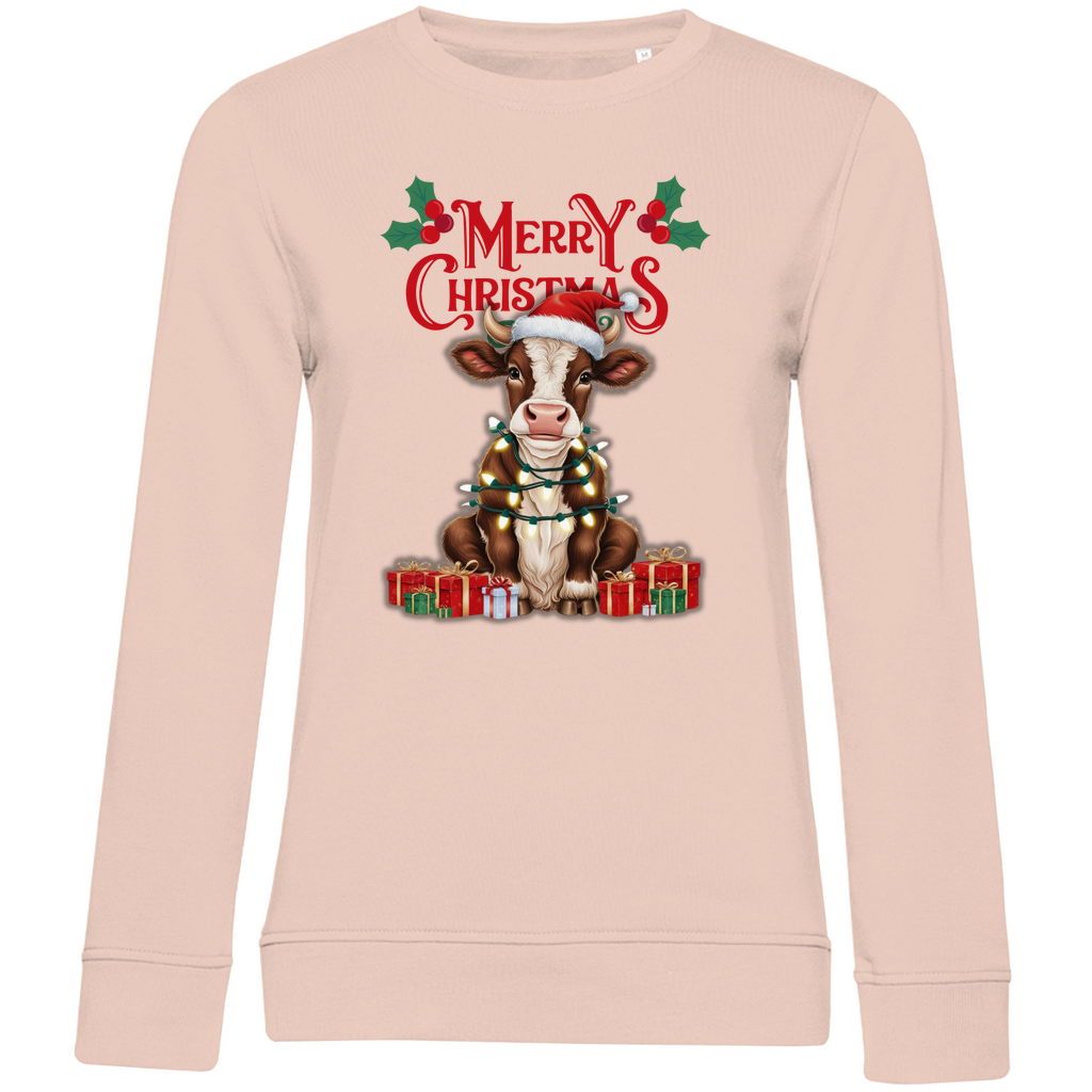 Damen Premium Bio Sweatshirt Merry Christmas Baby Cow
