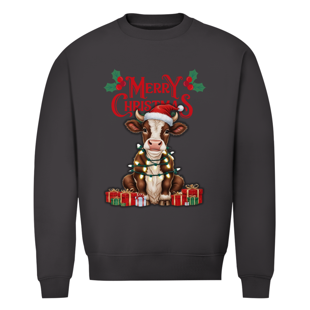 Herren Premium Bio Sweatshirt Merry Christmas Baby Cow