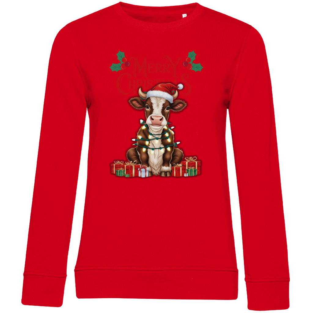 Damen Premium Bio Sweatshirt Merry Christmas Baby Cow