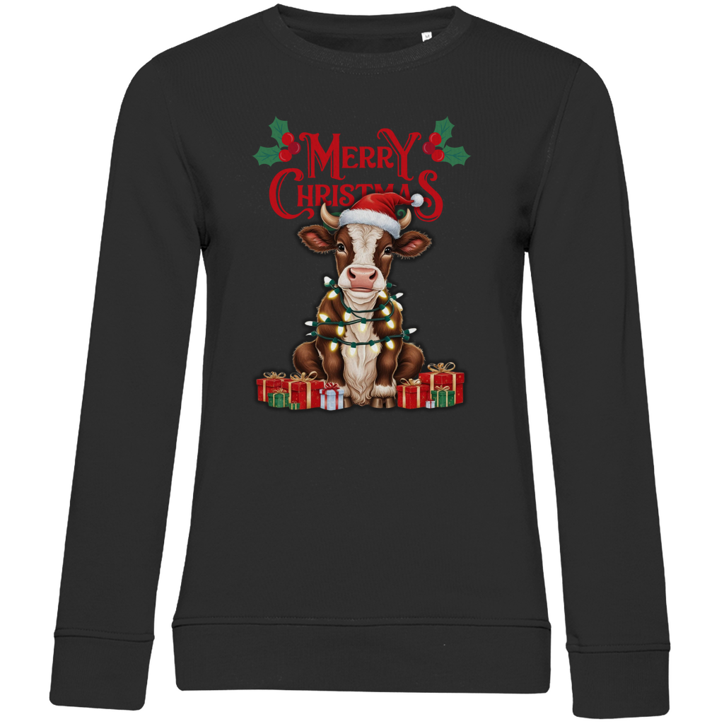 Damen Premium Bio Sweatshirt Merry Christmas Baby Cow