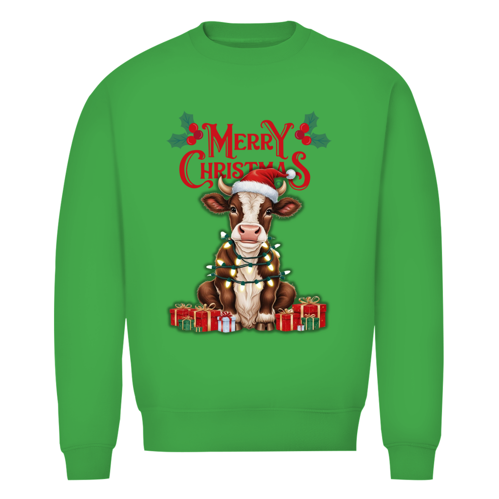 Herren Premium Bio Sweatshirt Merry Christmas Baby Cow
