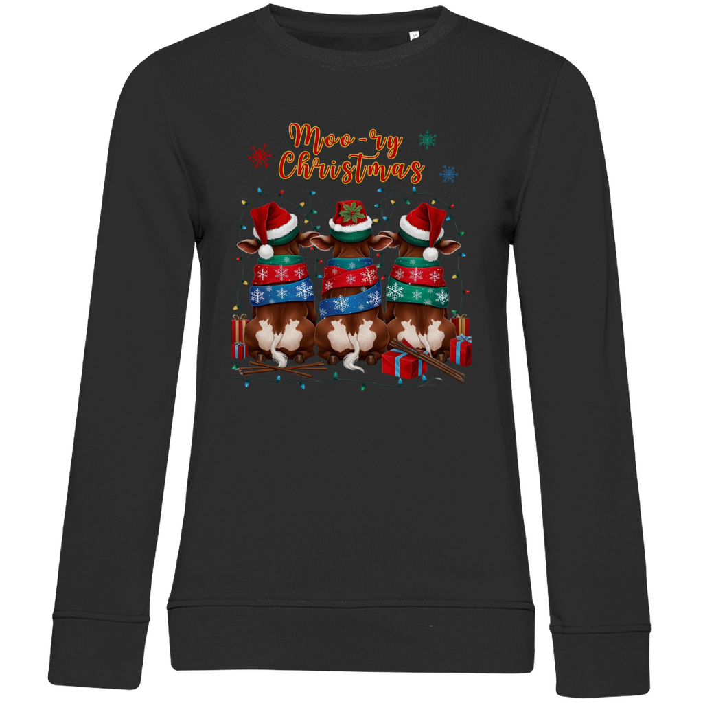 Damen Premium Bio Sweatshirt Moo-ry Christmas