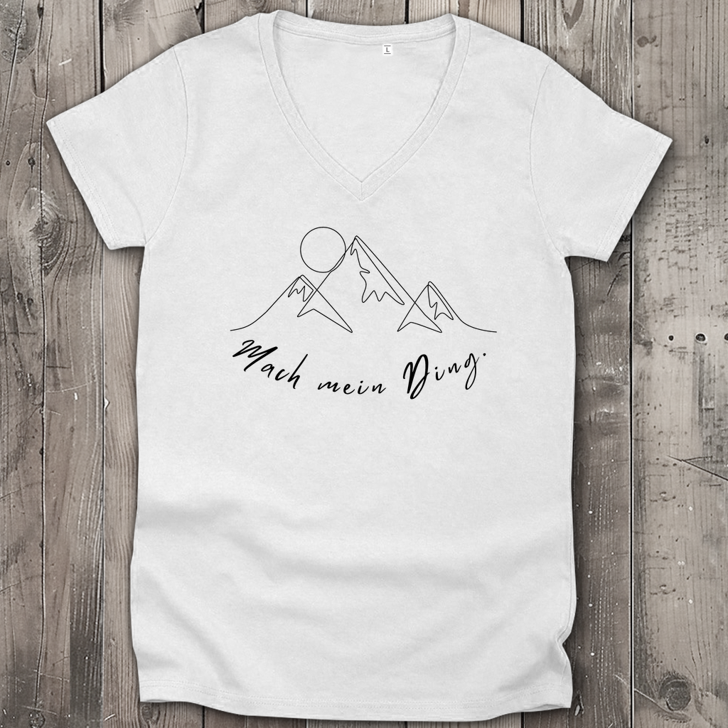 Damen Premium Bio V-Neck T-Shirt Mach mein Ding