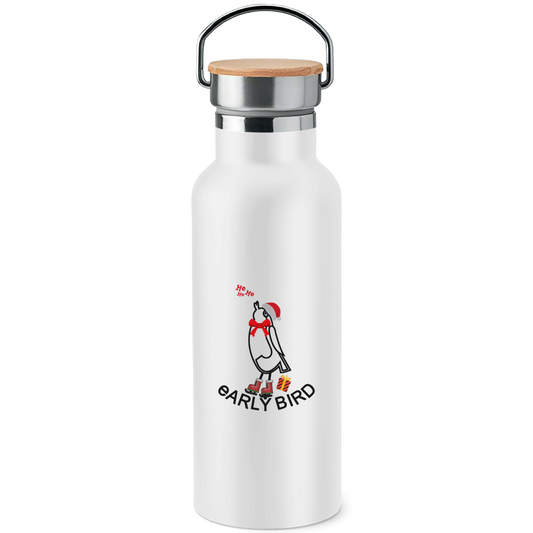 Edelstahl-Trinkflasche mit Bambusdeckel Ho Ho Ho earlyBird