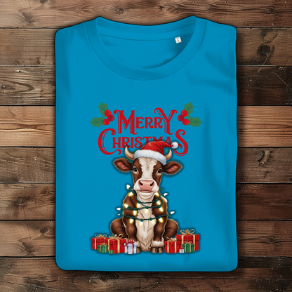 Damen Premium Bio T-Shirt Merry Christmas Baby Cow