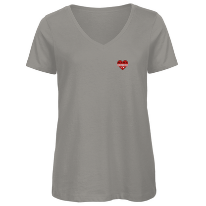 Damen Premium Bio V-Neck T-Shirt Mama loves Mountains