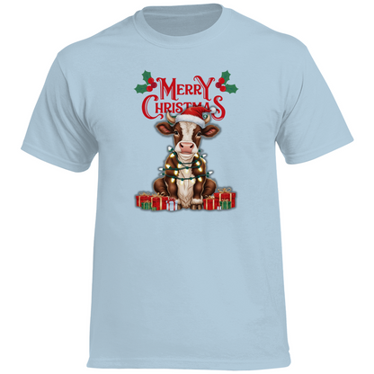 Herren Heavy Cotton T-Shirt Merry Christmas Baby Cow