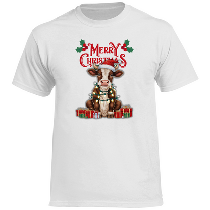 Herren Heavy Cotton T-Shirt Merry Christmas Baby Cow