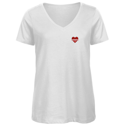 Damen Premium Bio V-Neck T-Shirt Mama loves Mountains