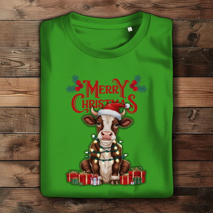 Damen Premium Bio T-Shirt Merry Christmas Baby Cow