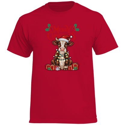 Herren Heavy Cotton T-Shirt Merry Christmas Baby Cow