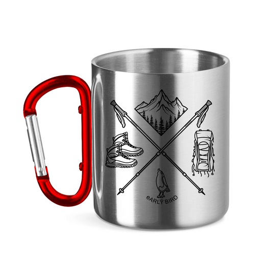 Edelstahltasse mit Karabinergriff Wanderlust