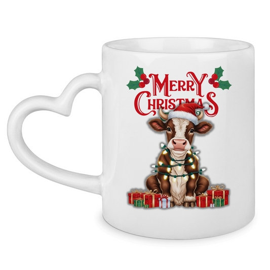 Tasse mit Herzhenkel Merry Christmas Baby Cow