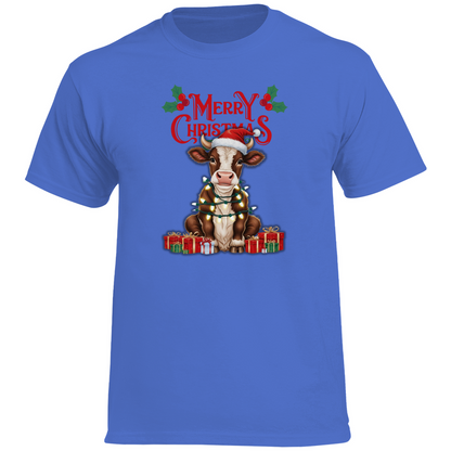 Herren Heavy Cotton T-Shirt Merry Christmas Baby Cow