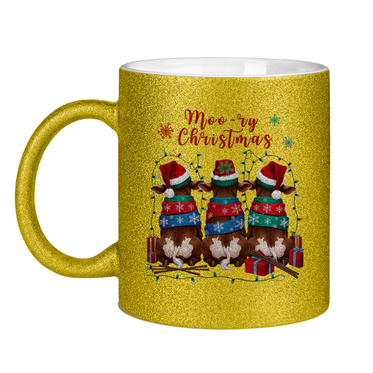 Glitzertasse Moo-ry Christmas