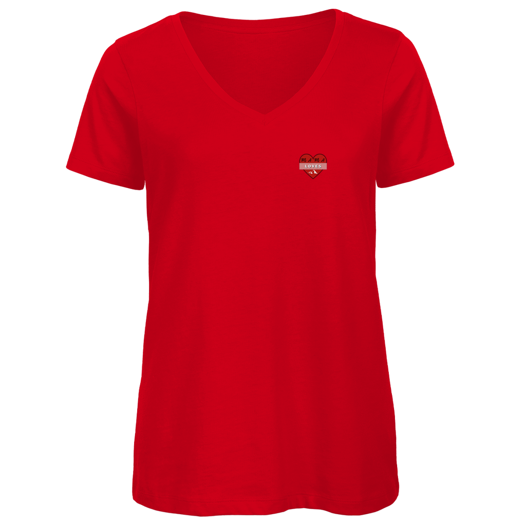 Damen Premium Bio V-Neck T-Shirt Mama loves Mountains