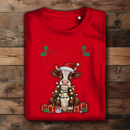 Damen Premium Bio T-Shirt Merry Christmas Baby Cow