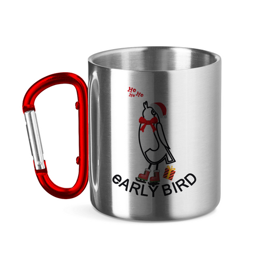 Edelstahltasse mit Karabinergriff Ho Ho Ho earlyBird