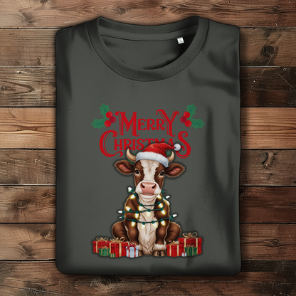 Damen Premium Bio T-Shirt Merry Christmas Baby Cow