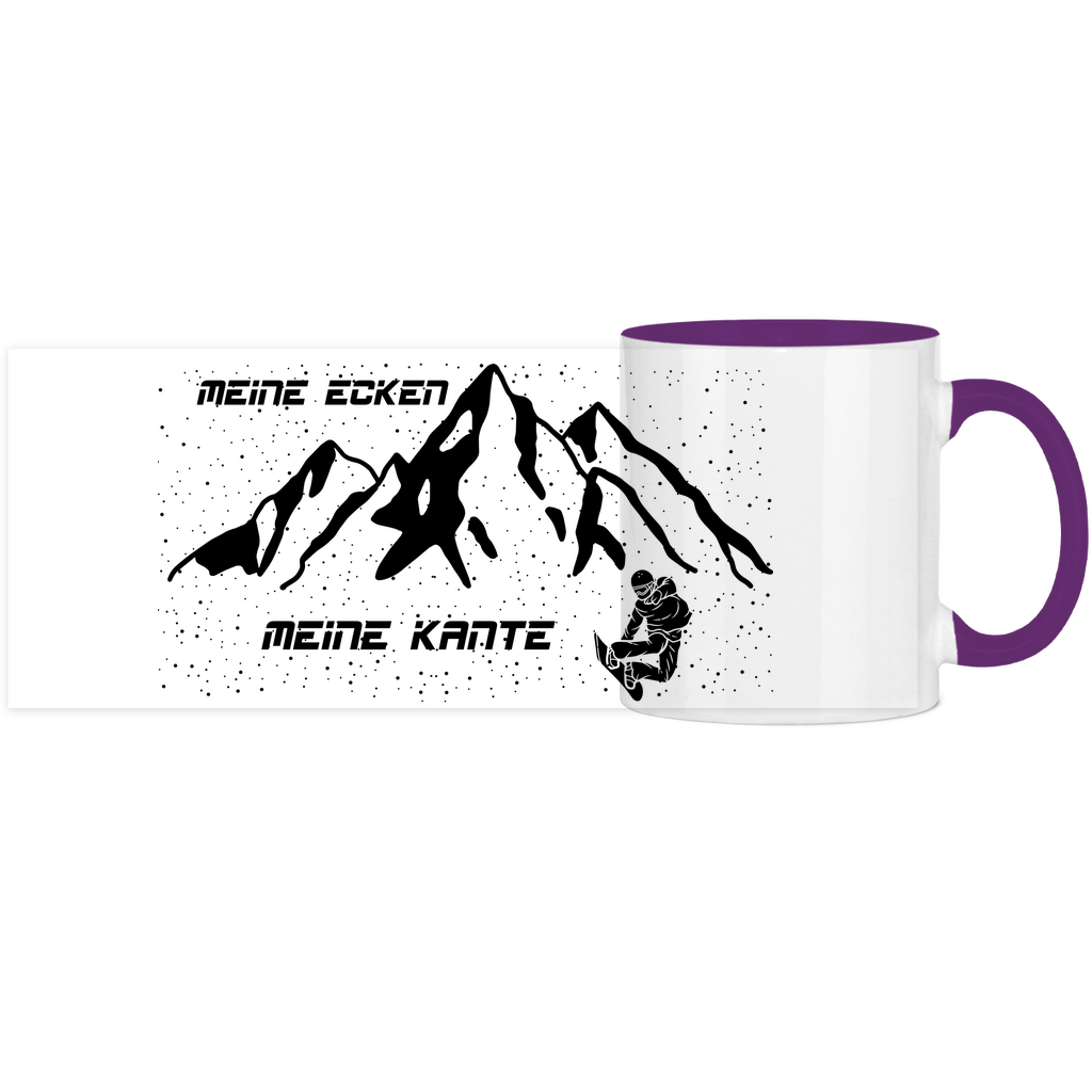 Panorama Tasse zweifarbig Meine Ecken, meine Kanten snowboard