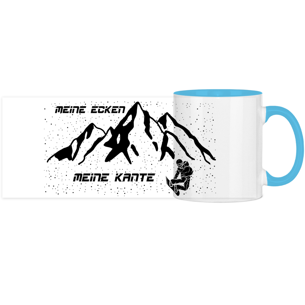 Panorama Tasse zweifarbig Meine Ecken, meine Kanten snowboard