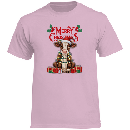 Herren Heavy Cotton T-Shirt Merry Christmas Baby Cow